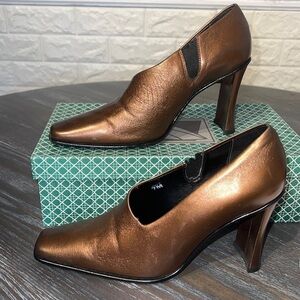 J. Renee Saxon bronze heels. Back of left heel is scuffed. See picture. (7)